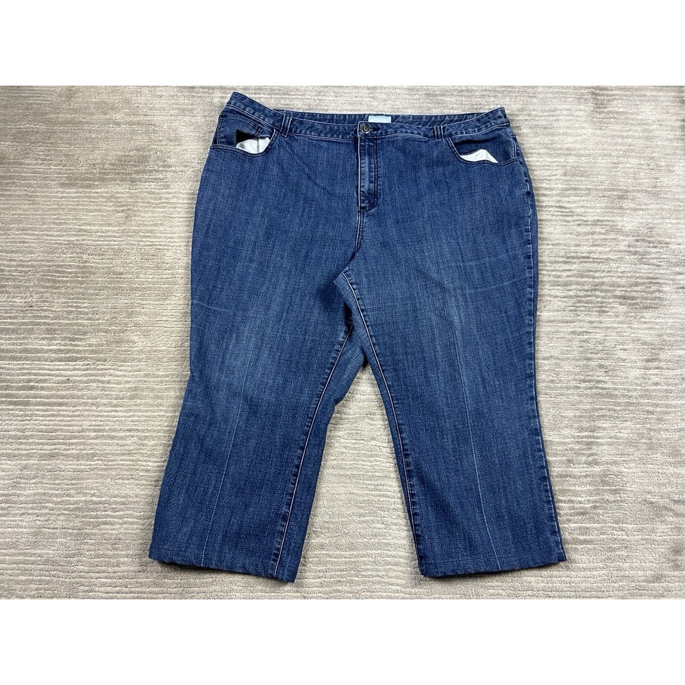 Liz & Me Jeans Womens 26W Blue Dark Wash Embellished‎ Back Pockets Cotton Blend